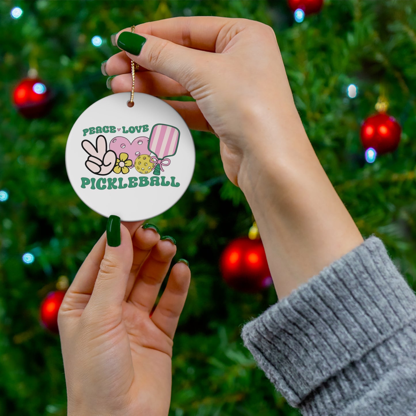 Peace Love Pickleball Ornament