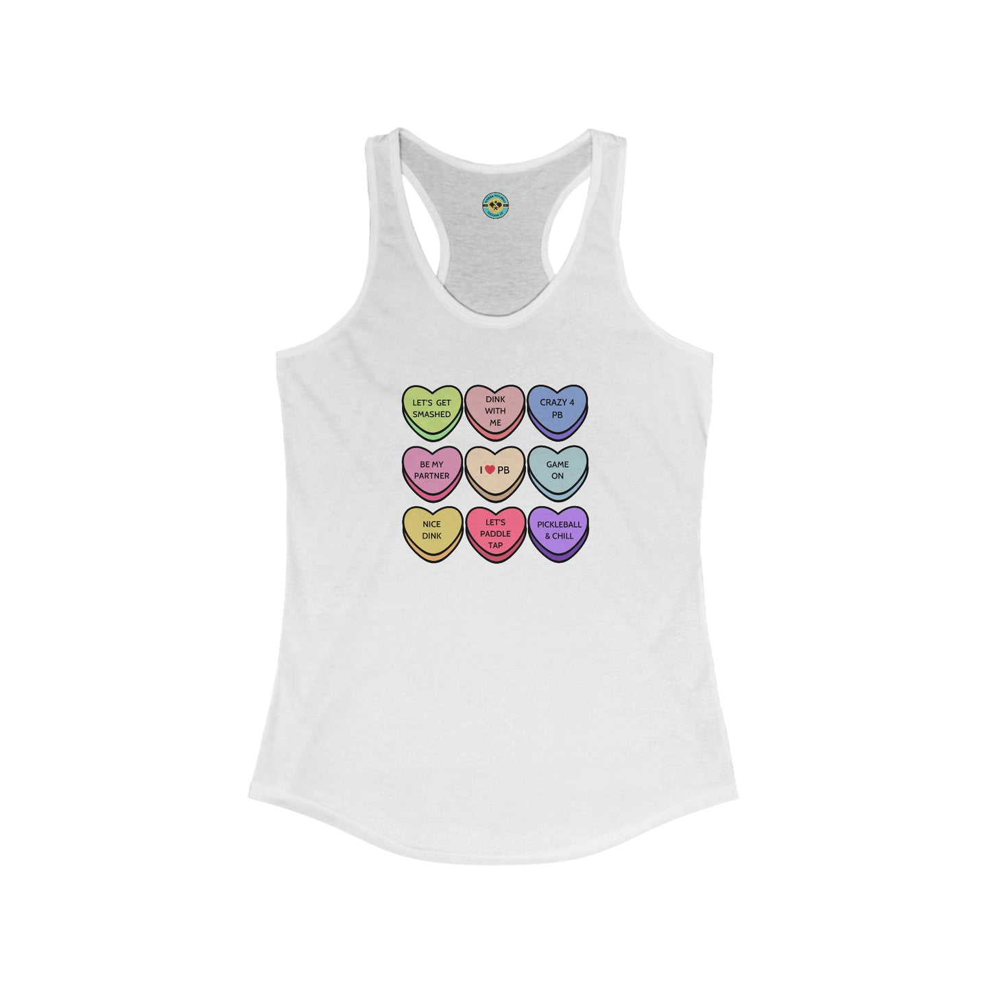Pickleball Candy Hearts Racerback Tank
