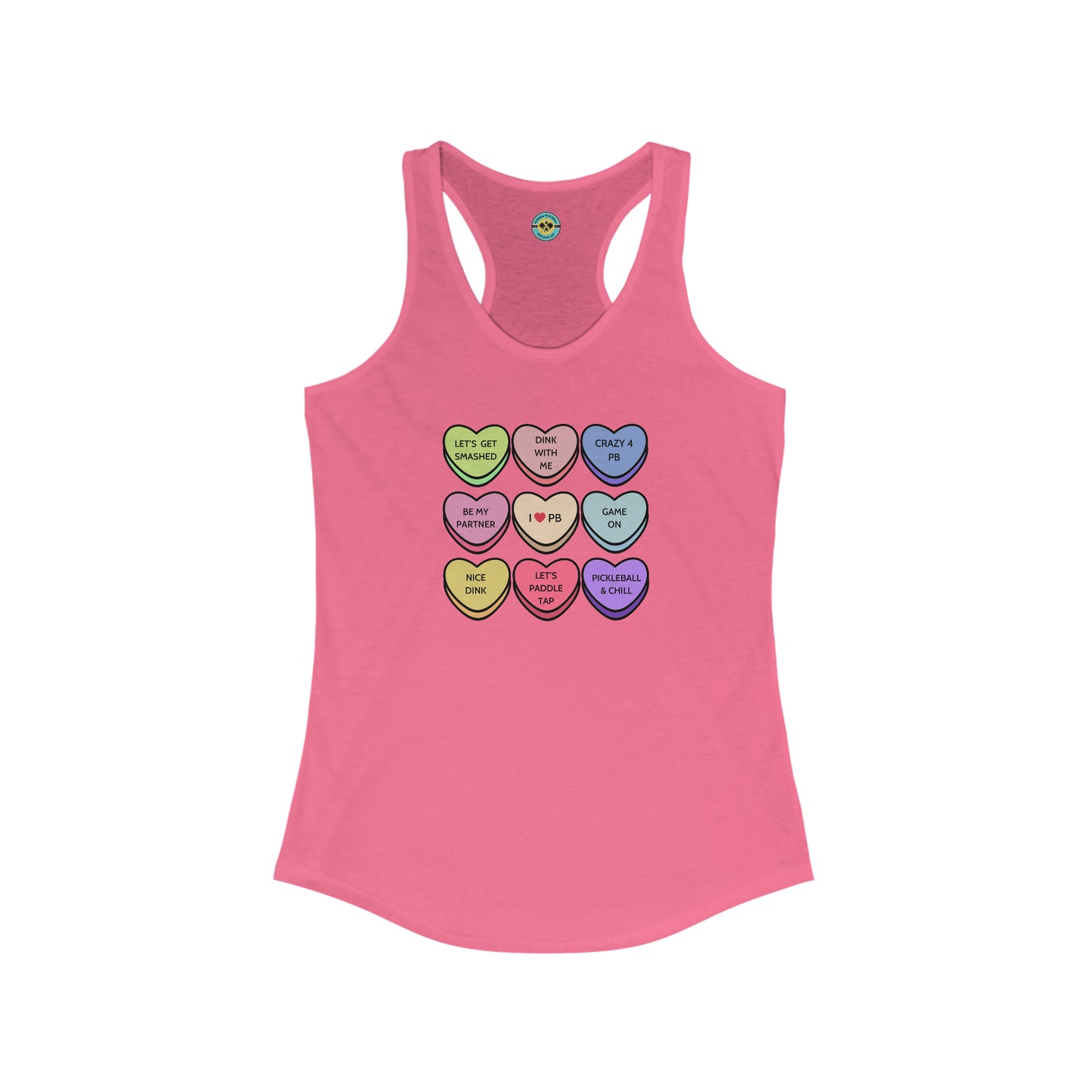 Pickleball Candy Hearts Racerback Tank