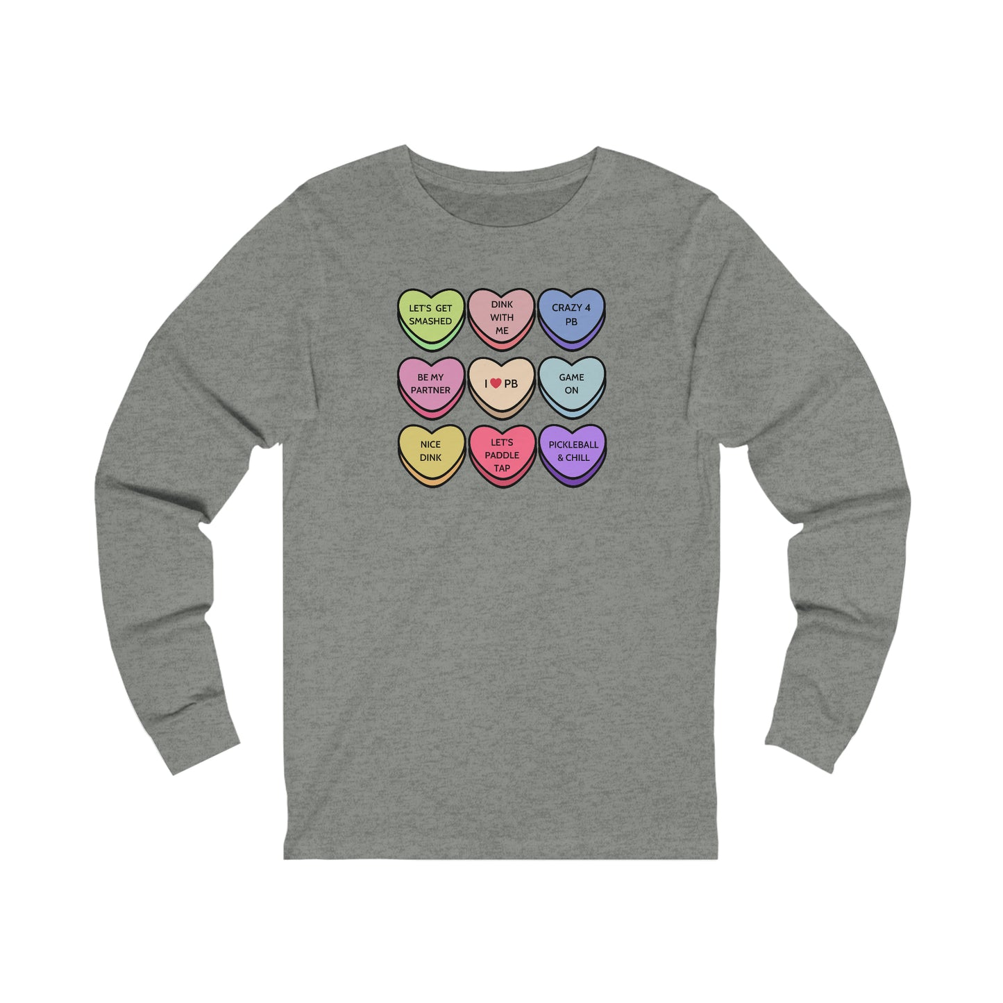Pickleball Candy Hearts Unisex Long Sleeve Tee