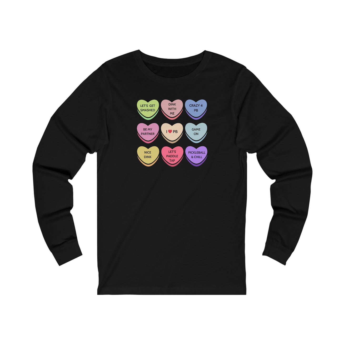 Pickleball Candy Hearts Unisex Long Sleeve Tee