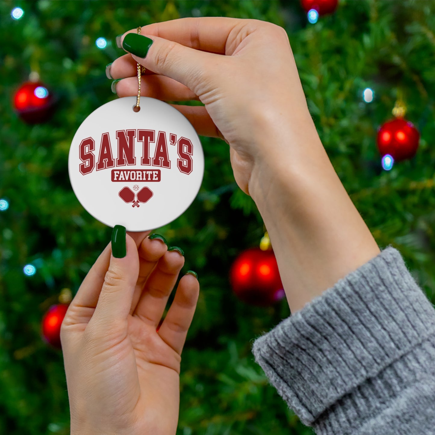 Santa's Favorite Pickleball Ornament
