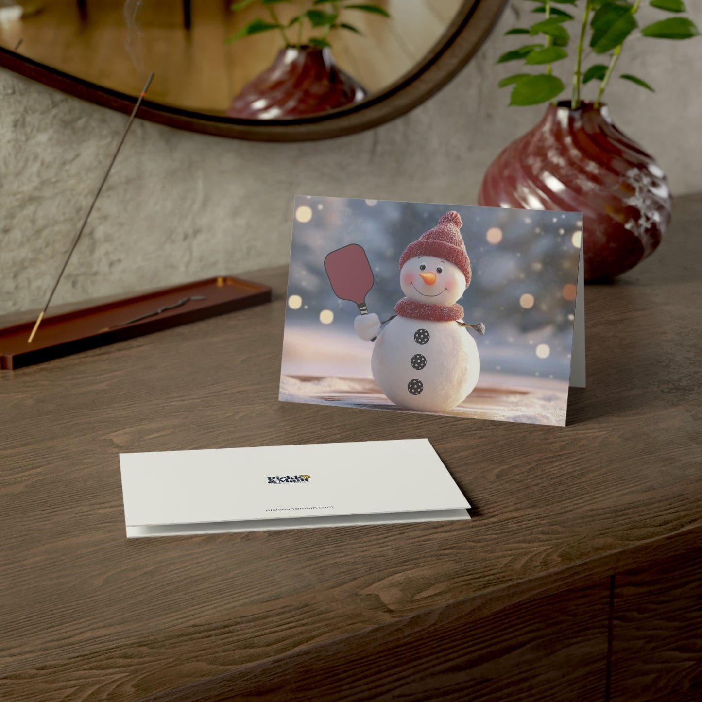 Pickleball Snowman Holiday Cards