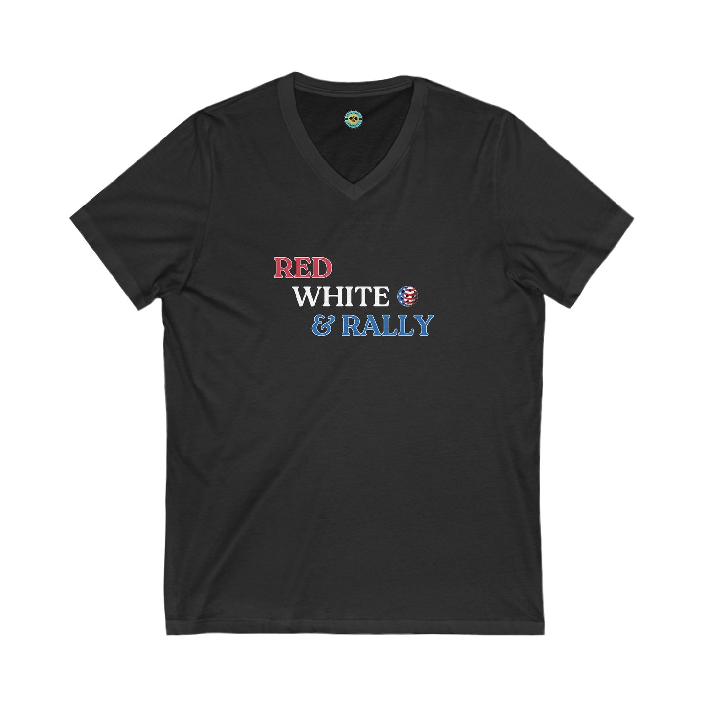 Red White & Rally Pickleball Unisex V-neck Tee