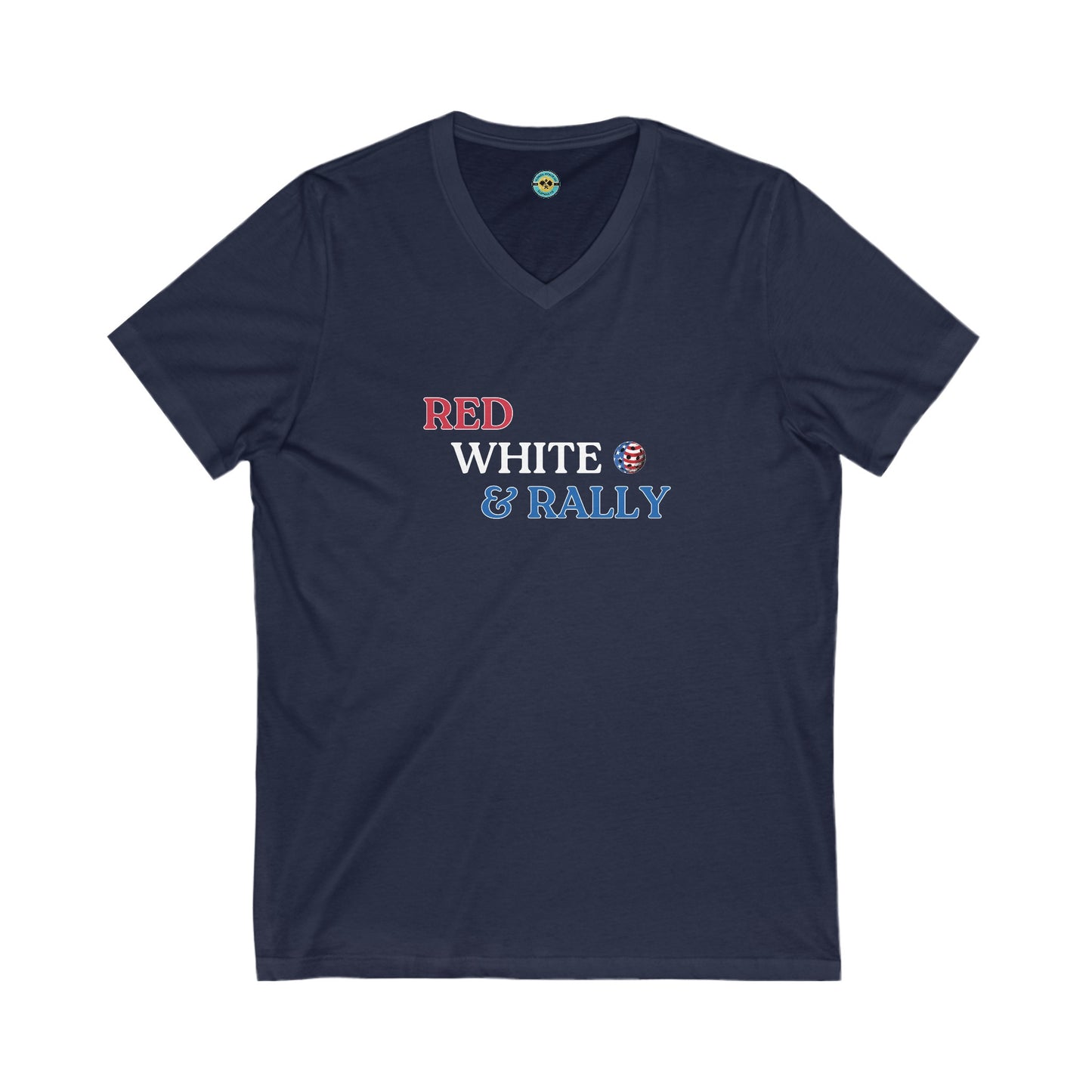 Red White & Rally Pickleball Unisex V-neck Tee