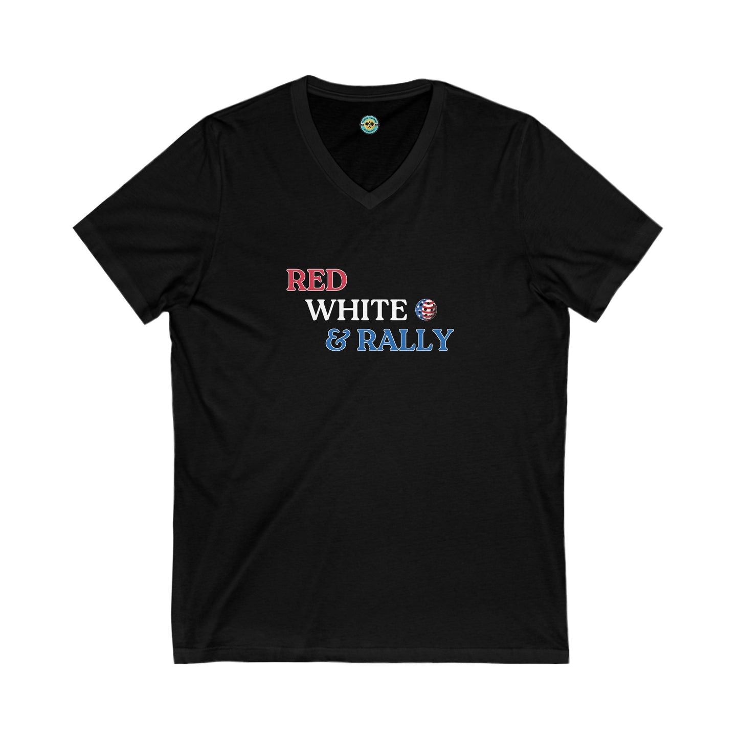 Red White & Rally Pickleball Unisex V-neck Tee