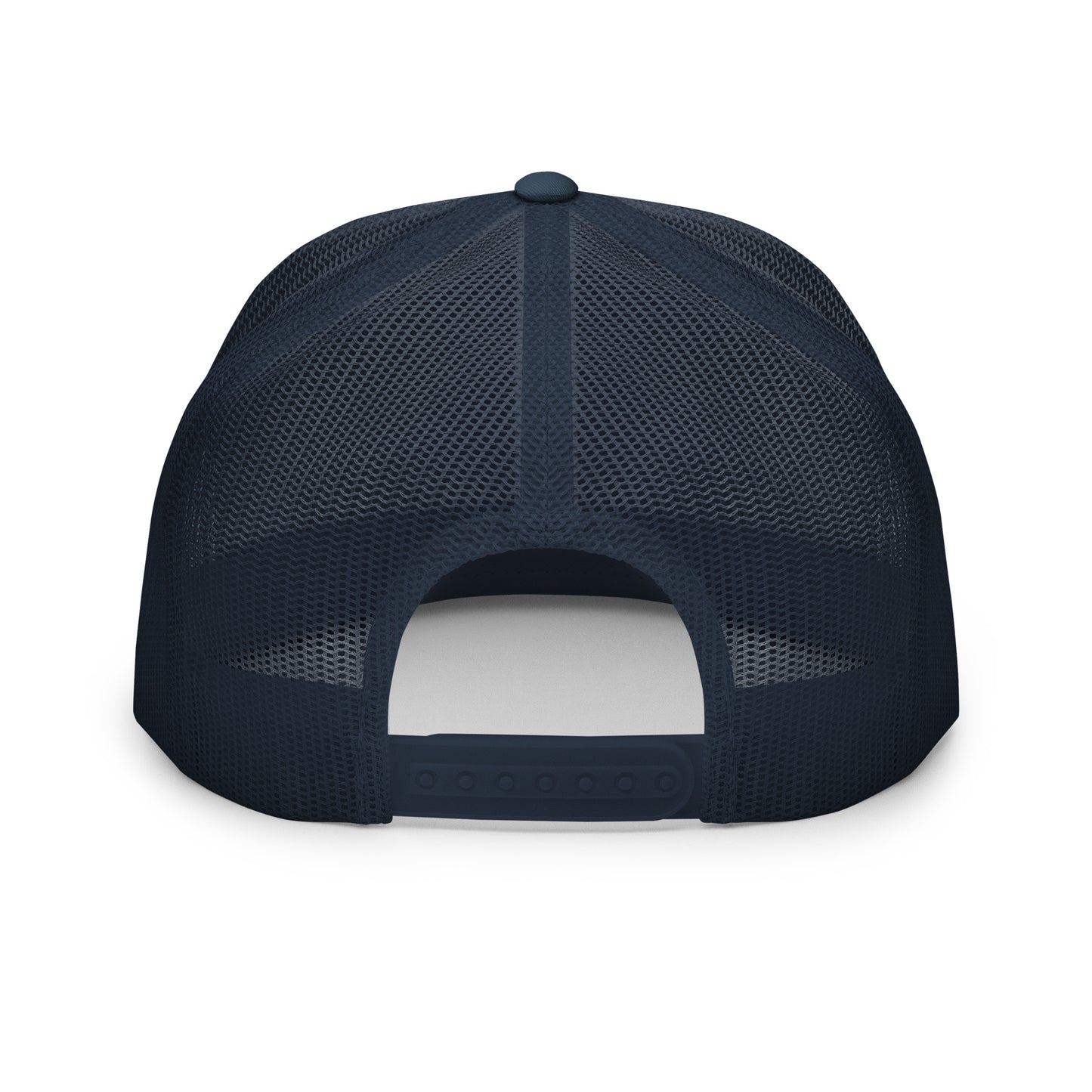 Upside Down Pickle Embroidered Trucker Hat - White Letters/Navy Outline
