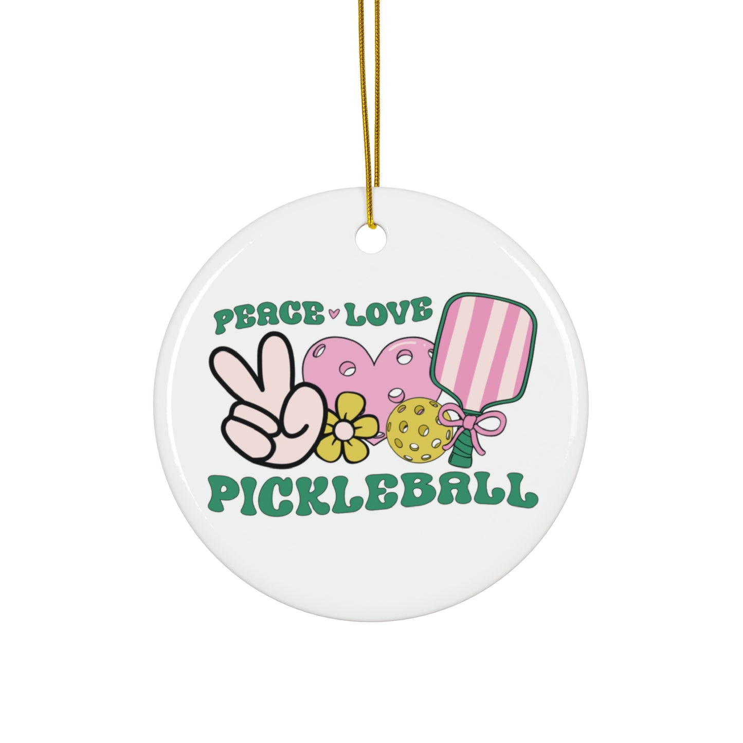 Peace Love Pickleball Ornament