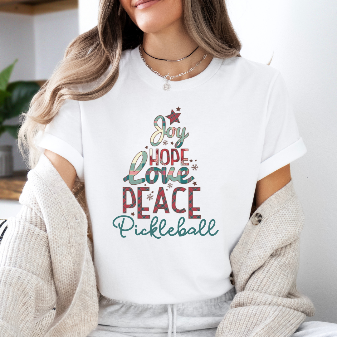 Joy Hope Love Peace Pickleball Unisex Tee