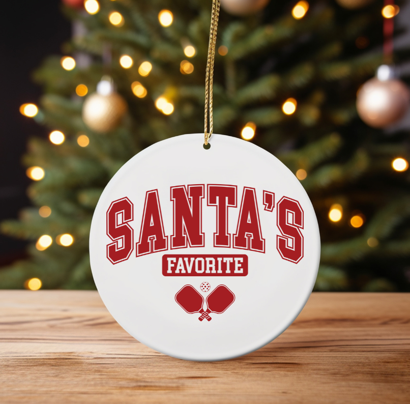 Santa's Favorite Pickleball Ornament