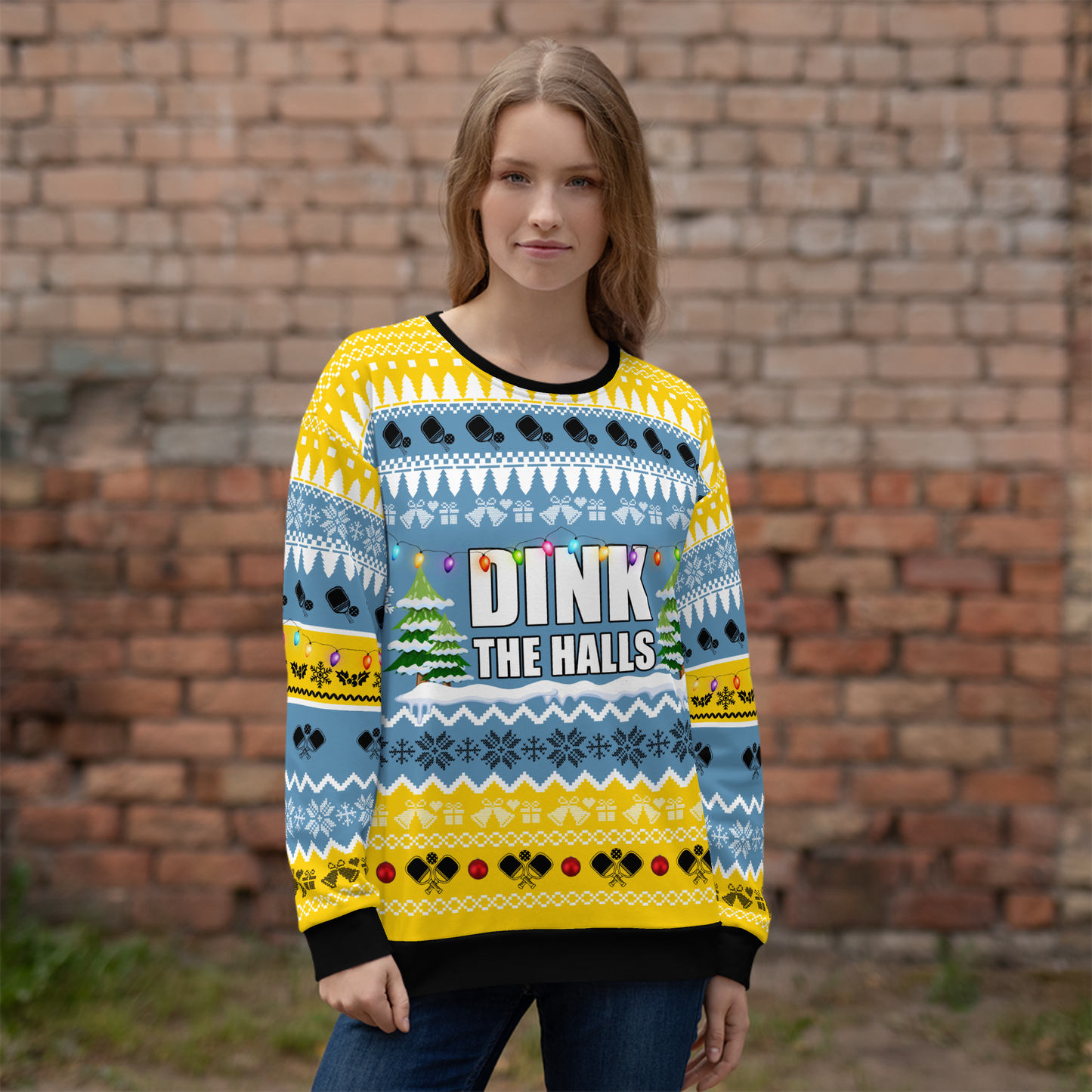 Dink The Halls With Pickleballs Unisex Ugly Pickleball Sweatshirt