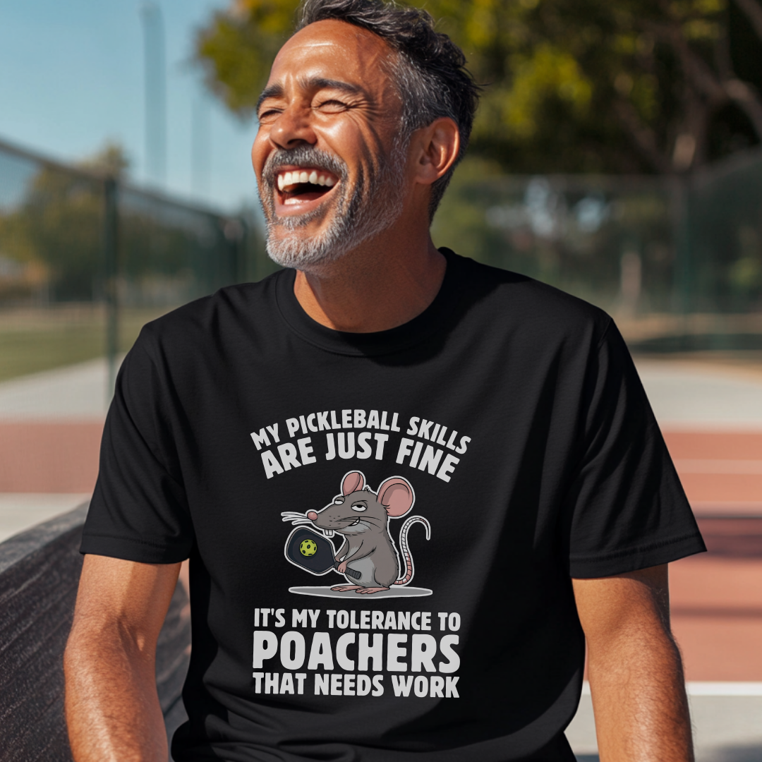 man wearing a black cotton pickleball tee