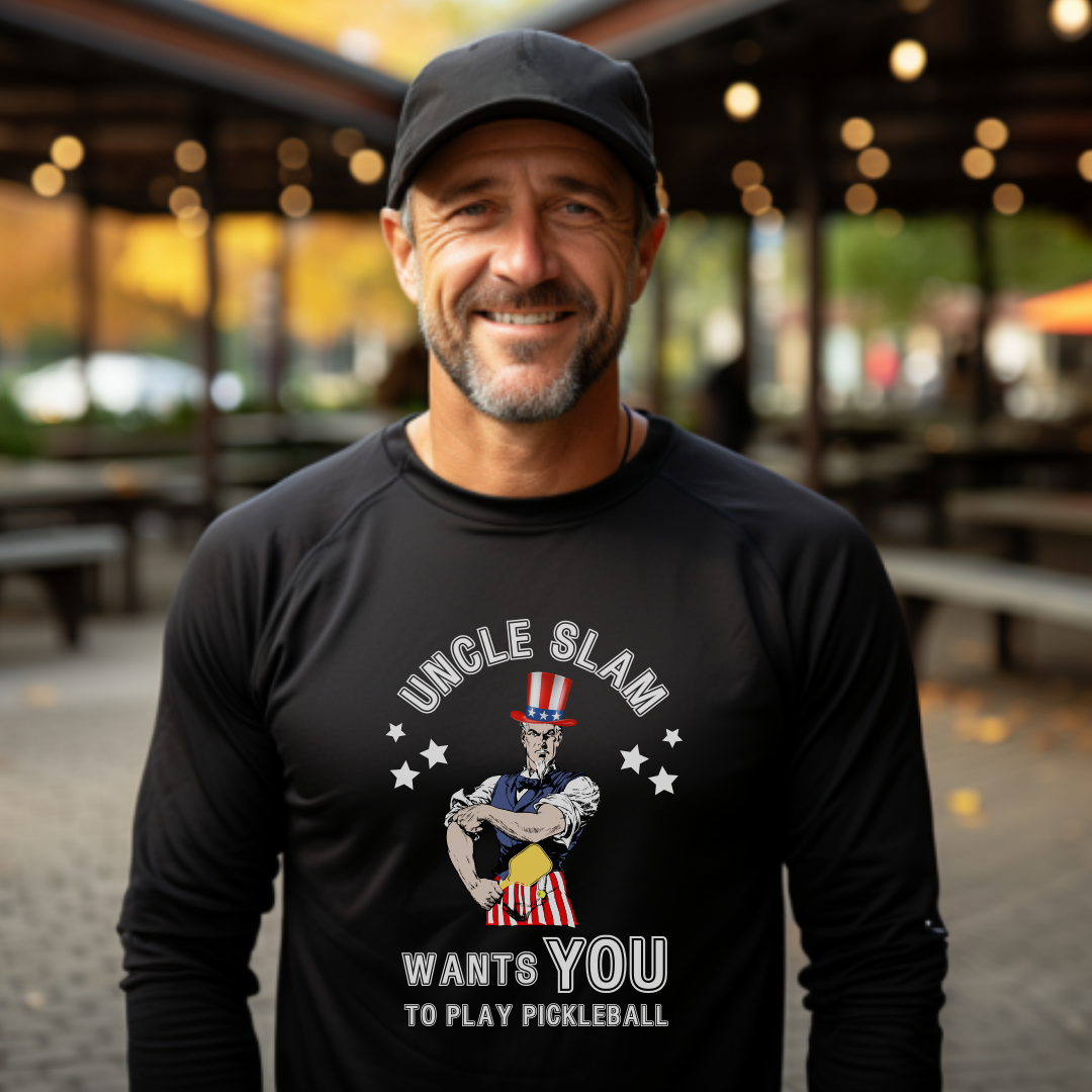 Uncle Slam Wants You to Play Pickleball Unisex Long Sleeve Tee
