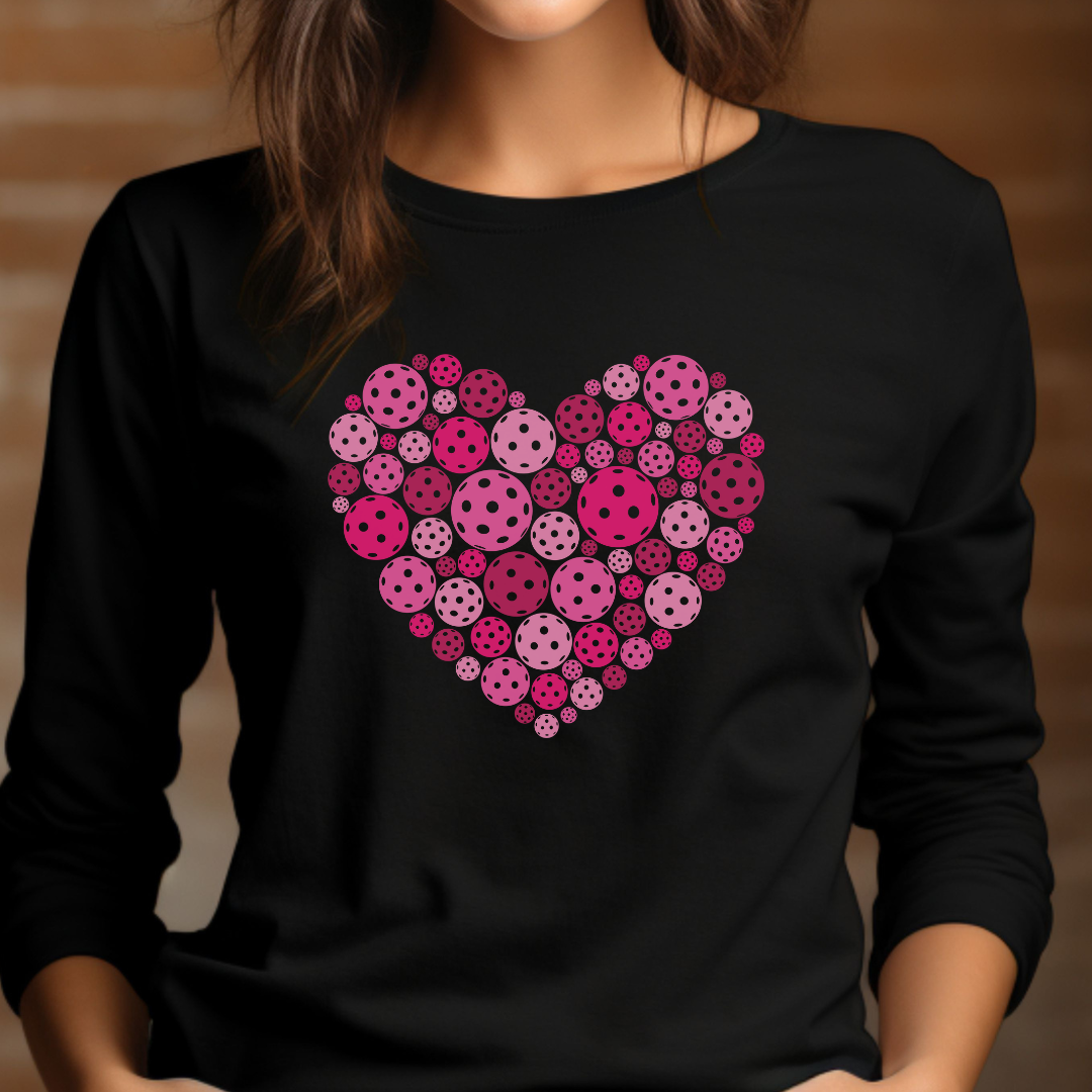 Pickleball Pink Heart Unisex Long Sleeve Tee