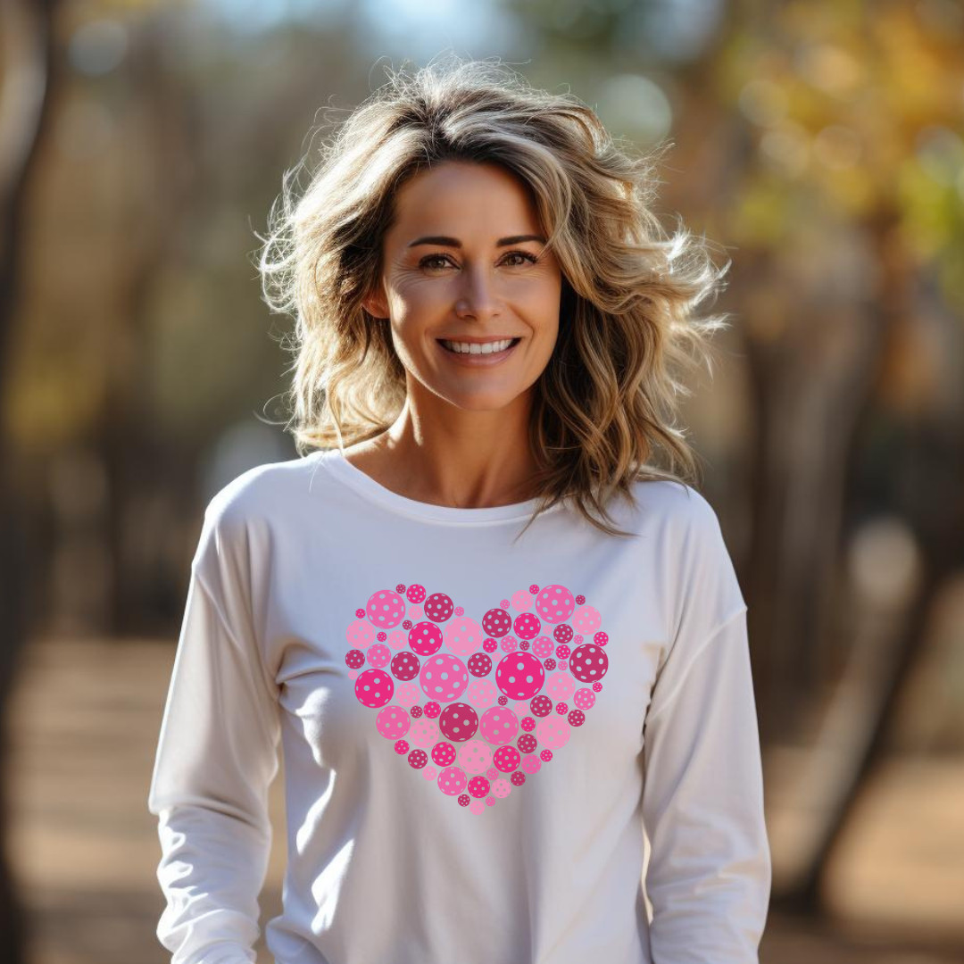 Pickleball Pink Heart Unisex Long Sleeve Tee