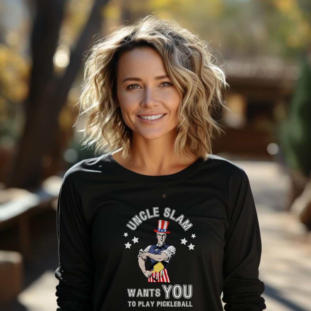 Uncle Slam Wants You to Play Pickleball Unisex Long Sleeve Tee
