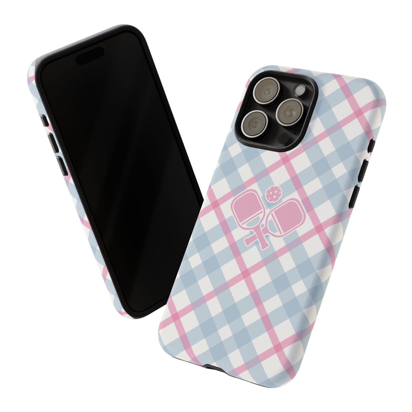 Pink & Blue Plaid Pickleball Phone Case