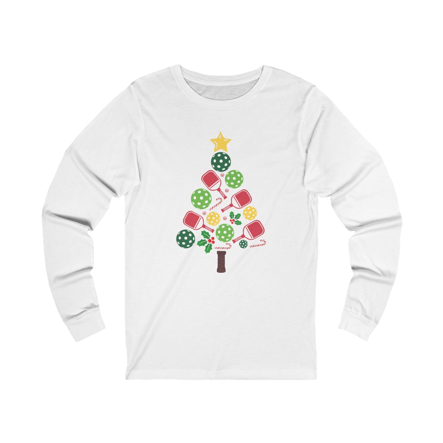 Pickleball Christmas Tree Unisex Long Sleeve Tee
