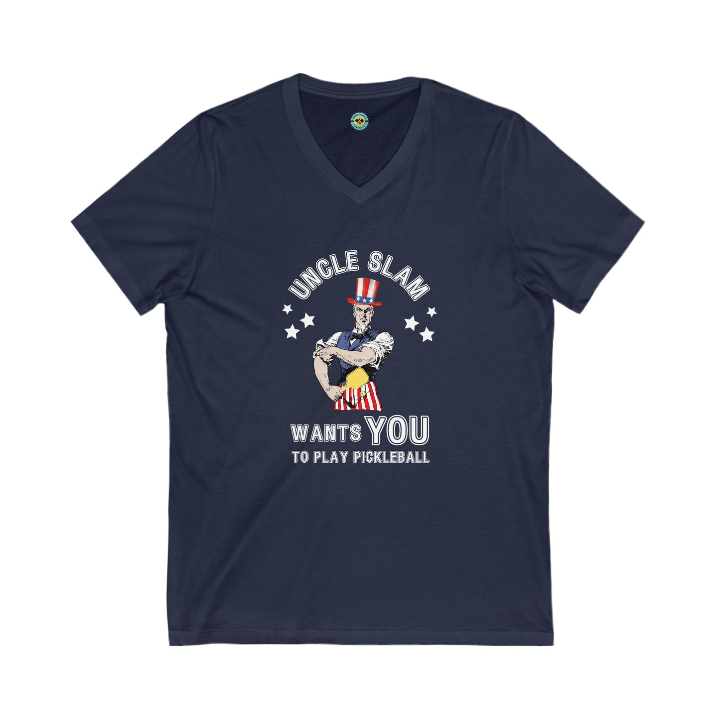 Uncle Slam Wants You to Play Pickleball Unisex V-neck Tee