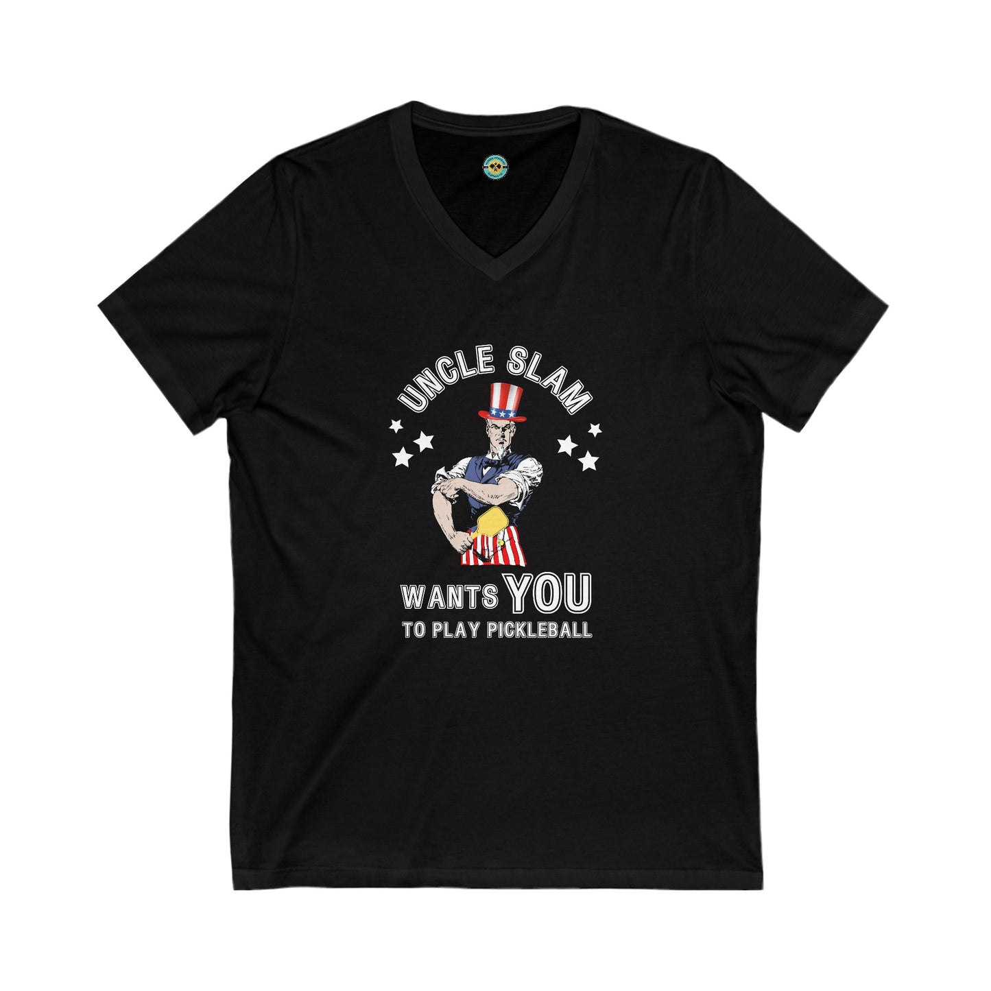 Uncle Slam Wants You to Play Pickleball Unisex V-neck Tee