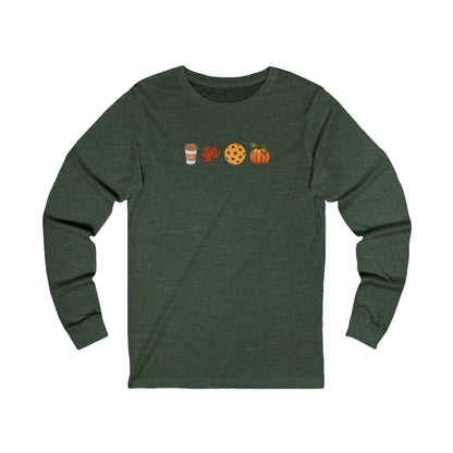 Fall Pickleball Symbols Unisex Long Sleeve Tee