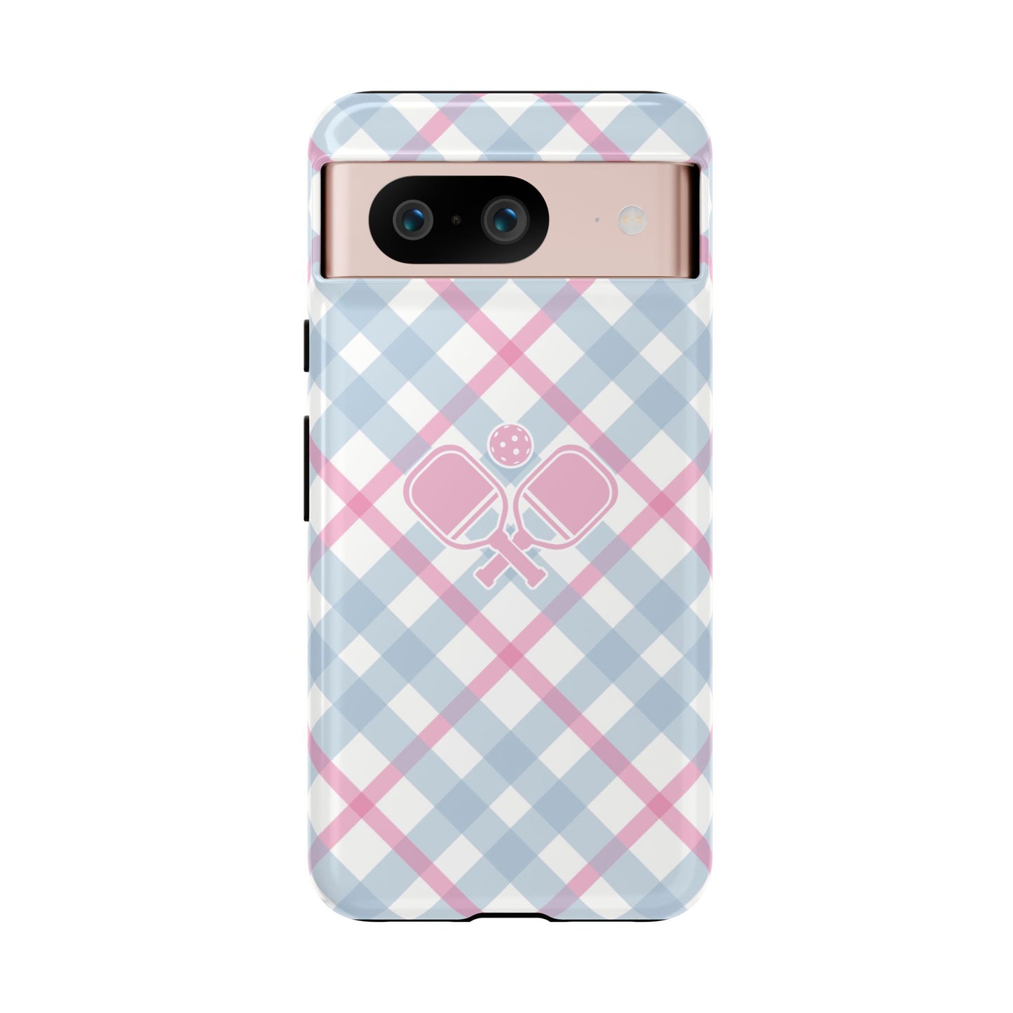 Pink & Blue Plaid Pickleball Phone Case