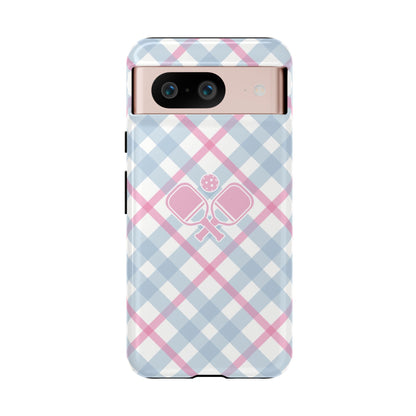 Pink & Blue Plaid Pickleball Phone Case