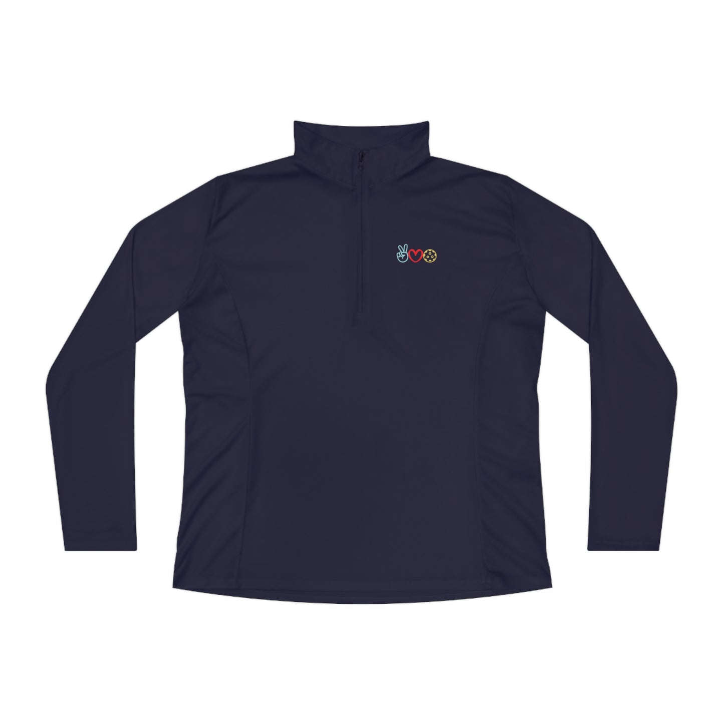 Peace Love Pickleball Outline Women's Quarter-Zip Performance Pullover