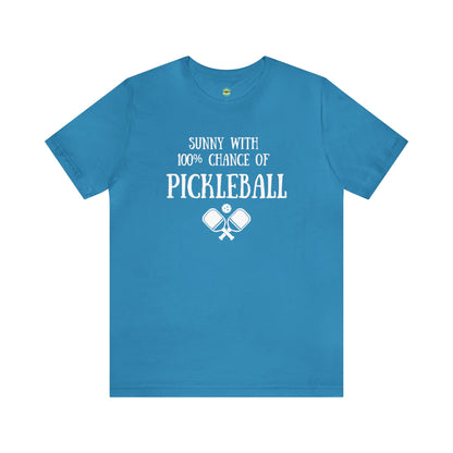Sunny With 100% Chance of Pickleball Unisex Tee