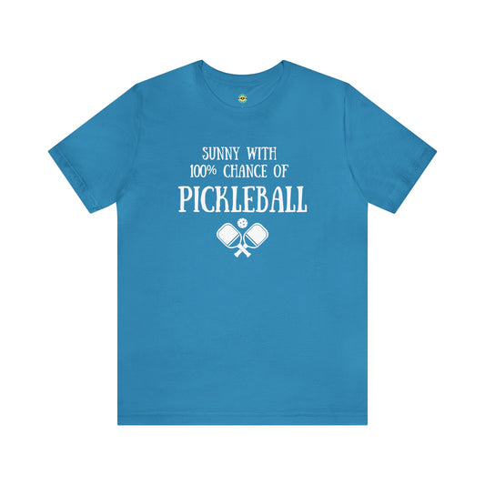 Sunny With 100% Chance of Pickleball Unisex Tee