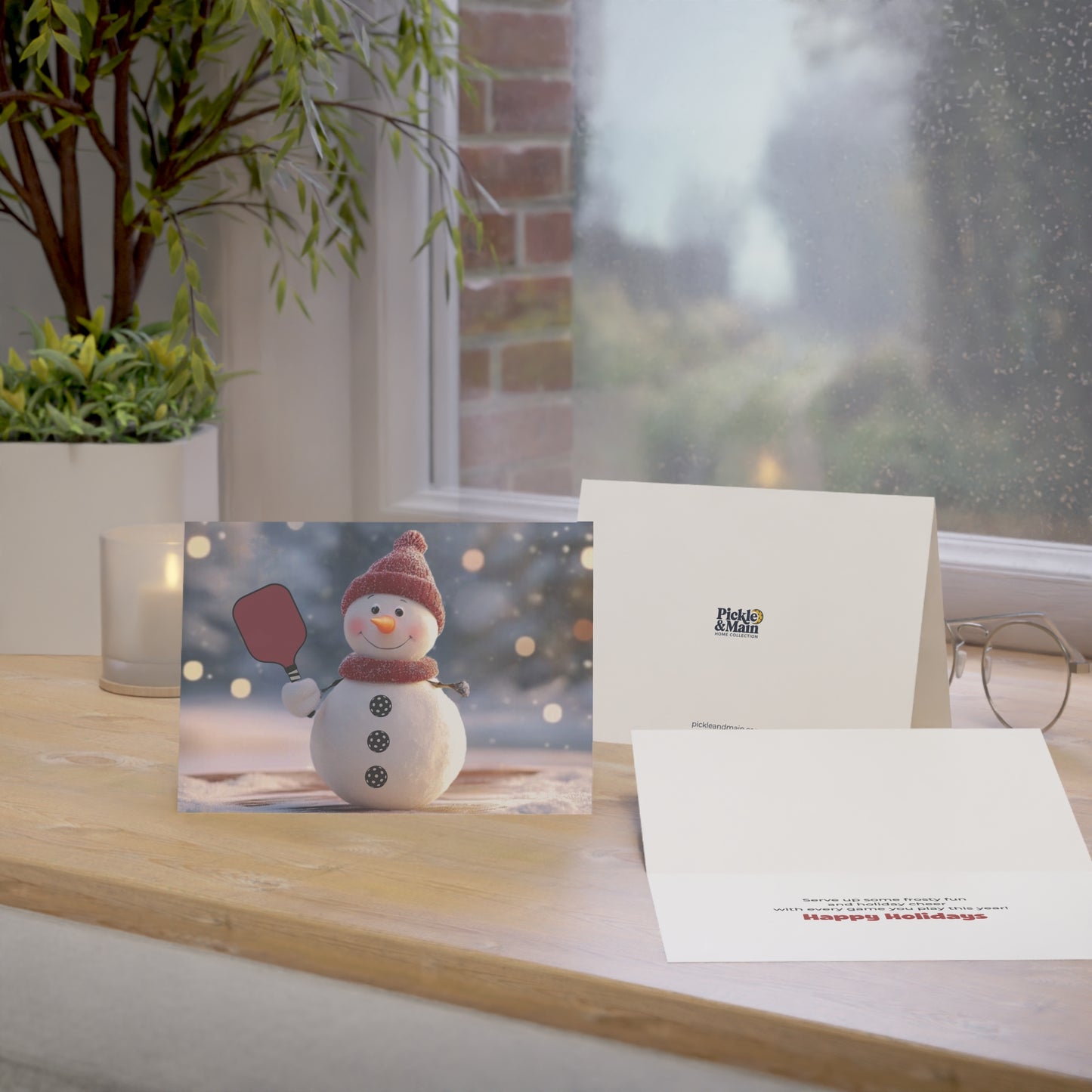 Pickleball Snowman Holiday Cards