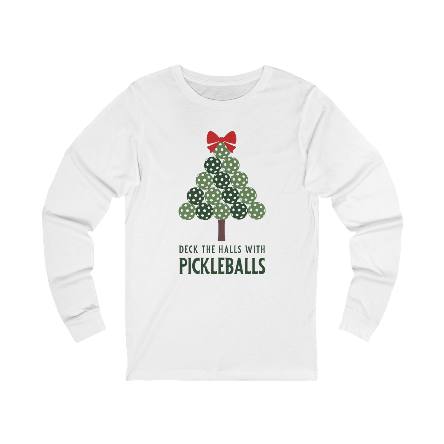 Deck The Halls With Pickleballs Tree Unisex Long Sleeve T-shirt