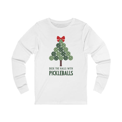 Deck The Halls With Pickleballs Tree Unisex Long Sleeve T-shirt