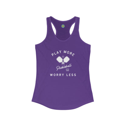 Play More Worry Less Women's Racerback Tank
