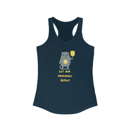 Eat. Nap. Pickleball. Repeat. Women's Racerback Tank