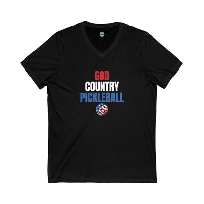 God Country Pickleball Unisex V-neck Tee