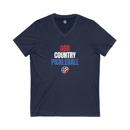 God Country Pickleball Unisex V-neck Tee