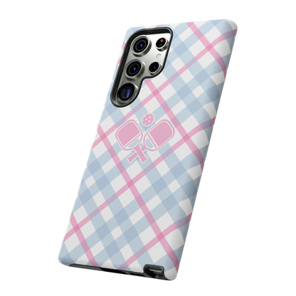 Pink & Blue Plaid Pickleball Phone Case