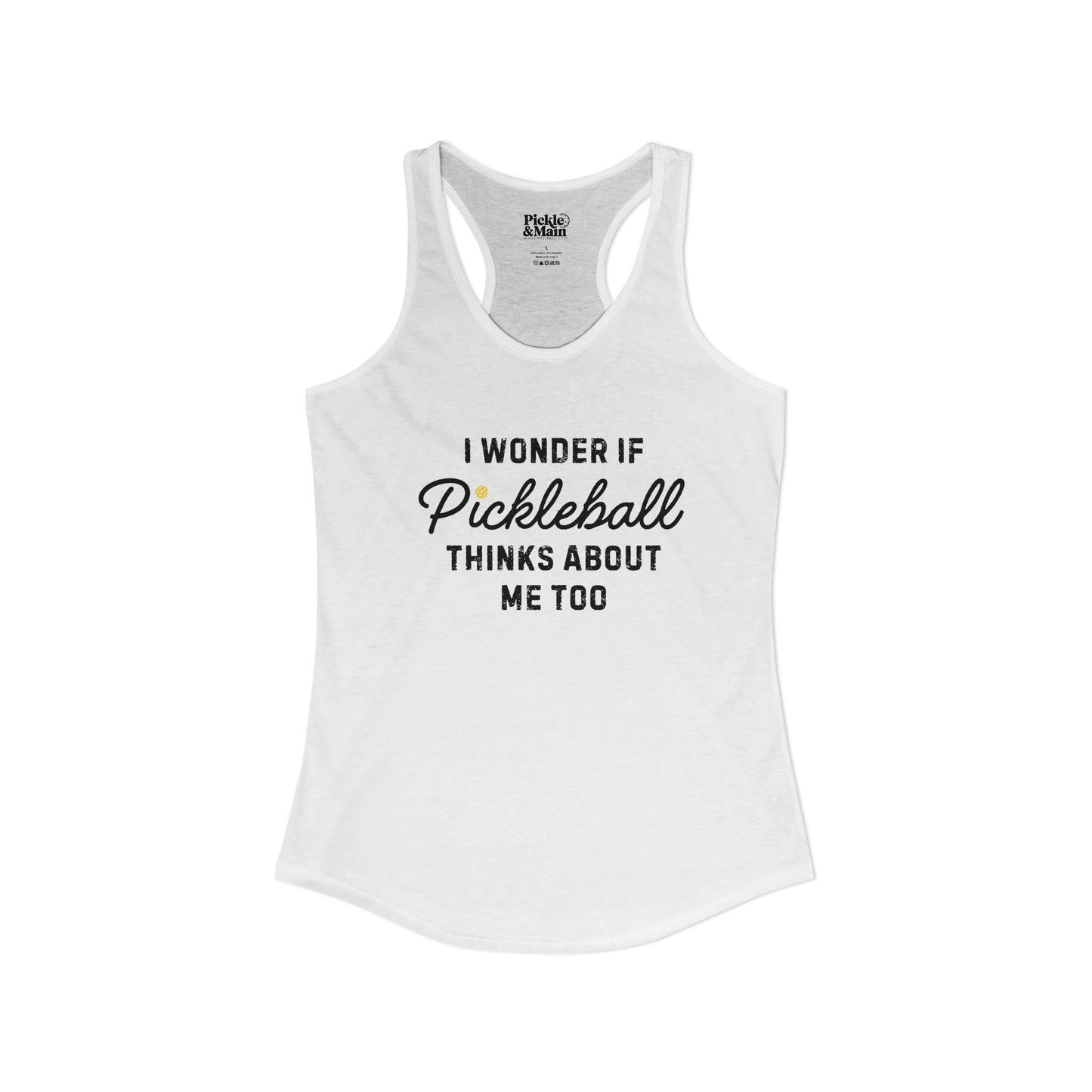 I Wonder If Pickleball Thinks About Me Too v2 Women's Racerback Tank