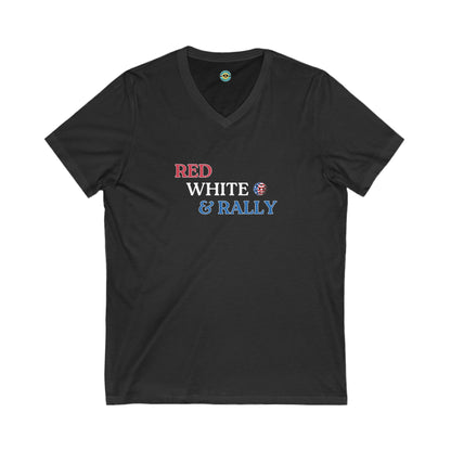 Red White & Rally Pickleball Unisex V-neck Tee