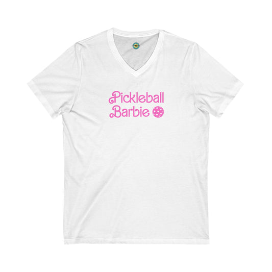 Pickleball Barbie Stacked Unisex V-neck Tee