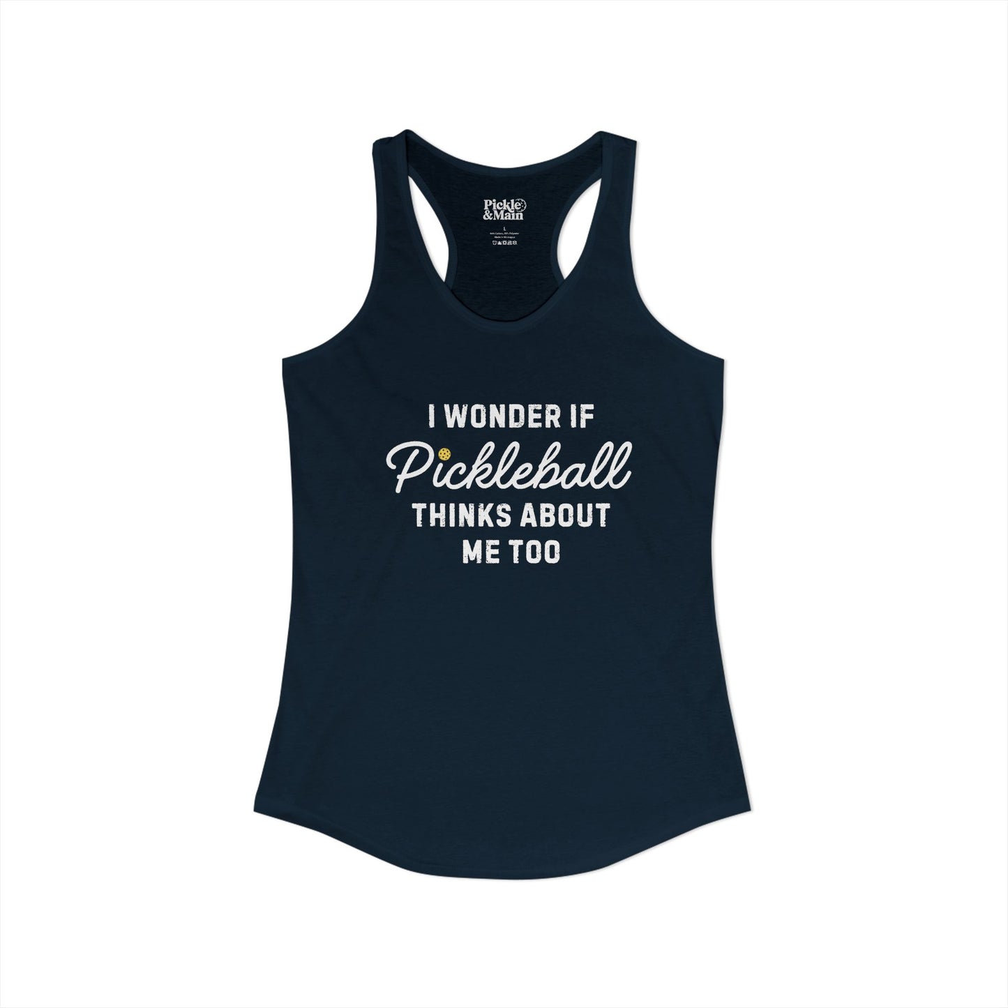 I Wonder If Pickleball Thinks About Me Too v2 Women's Racerback Tank