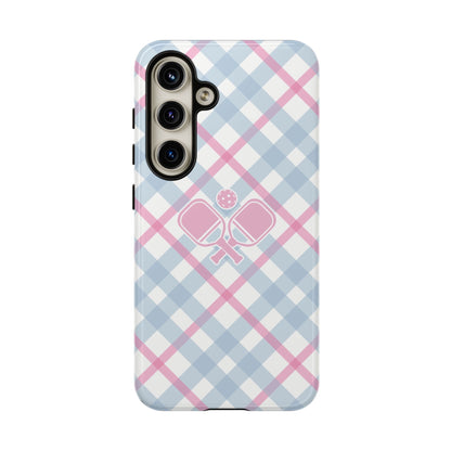 Pink & Blue Plaid Pickleball Phone Case