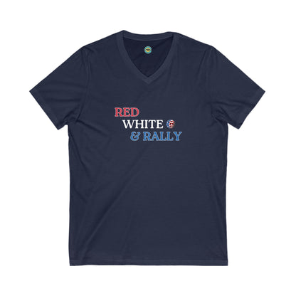 Red White & Rally Pickleball Unisex V-neck Tee