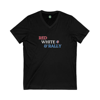 Red White & Rally Pickleball Unisex V-neck Tee