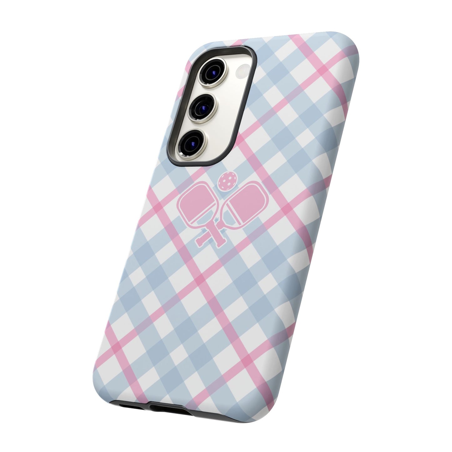 Pink & Blue Plaid Pickleball Phone Case