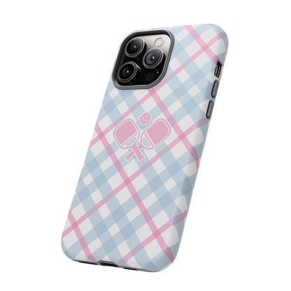 Pink & Blue Plaid Pickleball Phone Case