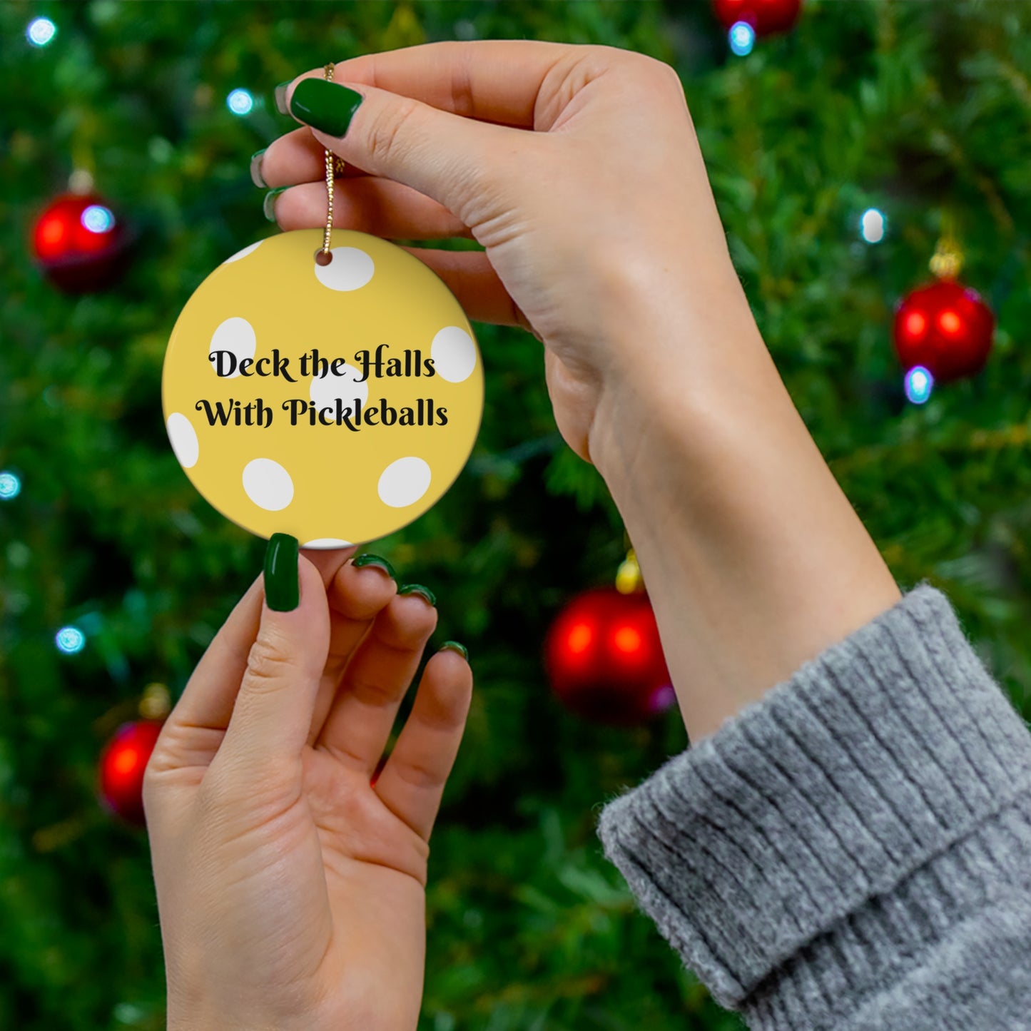 Deck the Halls with Pickleballs Ornament