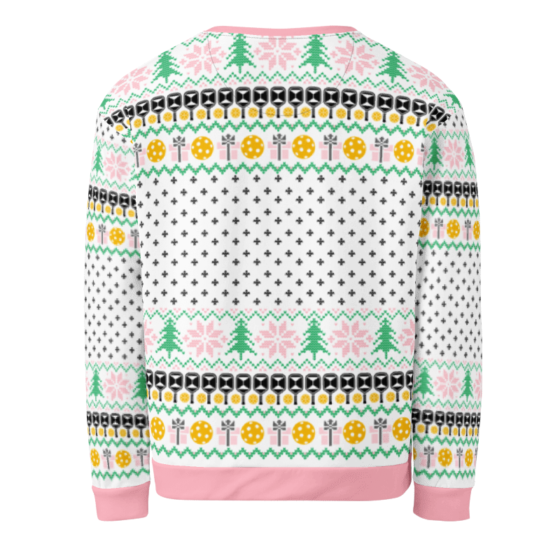 Deck The Halls With Pickleballs Ugly Pickleball Sweatshirt - Pink