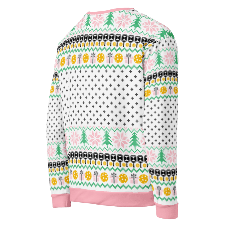 Deck The Halls With Pickleballs Ugly Pickleball Sweatshirt - Pink